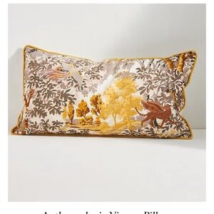 Anthropologie Yellow and Brown Patterned Pillows with throw
